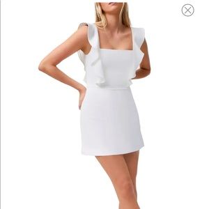 French Connection White Ruffle Dress size: 8